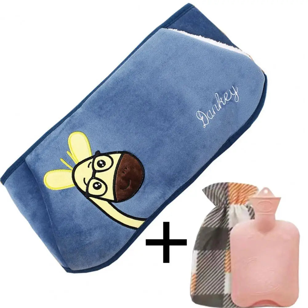 Warm Water Bottle Set Sealed Portable Keep Warm Thickened Plush Hot Water Bottle Belt Warm Water Bottle Belt for Office