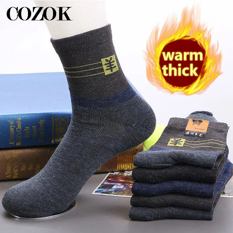 10pcs=5 Pairs Mens Winter Thick Warm Wool Socks Casual Calcetines Hombre Sock Business Breathable Male Socks Men Meias Crew Sox