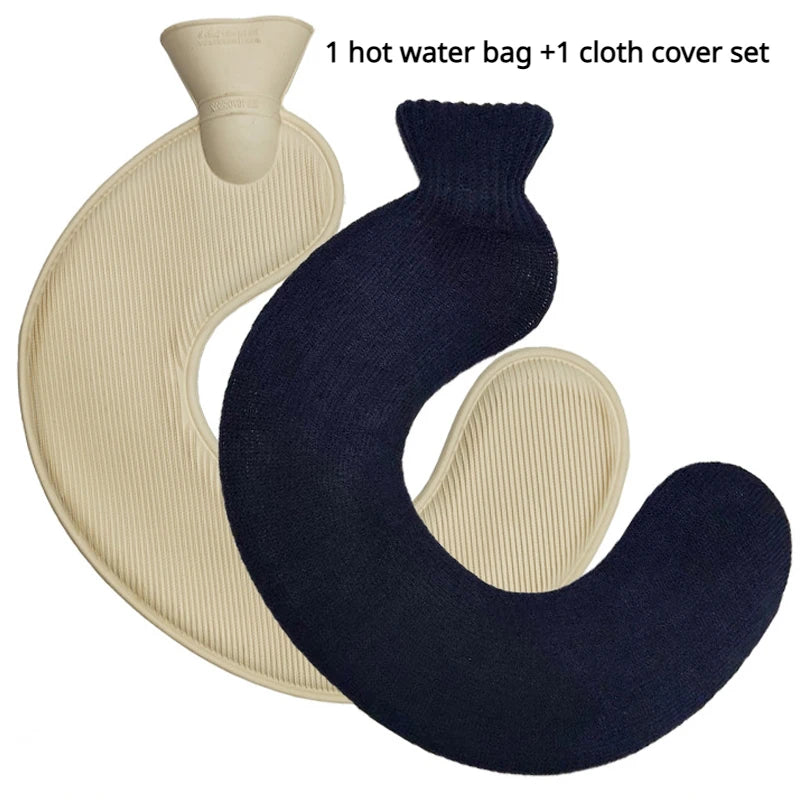 21 Colors Thick Hot Water Bottle and Cloth Cover Set 1L Winter Warm Hot Water Bag Neck Shoulder Warmer Hand Warm Water Bottle