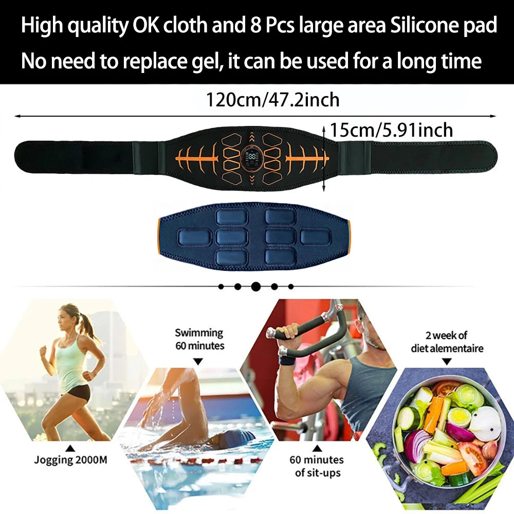 Smart Abdominal Toning Belt Muscle Toner Abs Trainer Rechargeable Body Massage Belts Home Gym Muscle Training Fitness Equipment