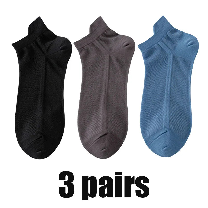 3Pairs Men's Socks Thin Breathable Comfy Deodorant Sweat-absorbing Low Cut Ankle Sports Sock Casual Ultra-thin Business Sox