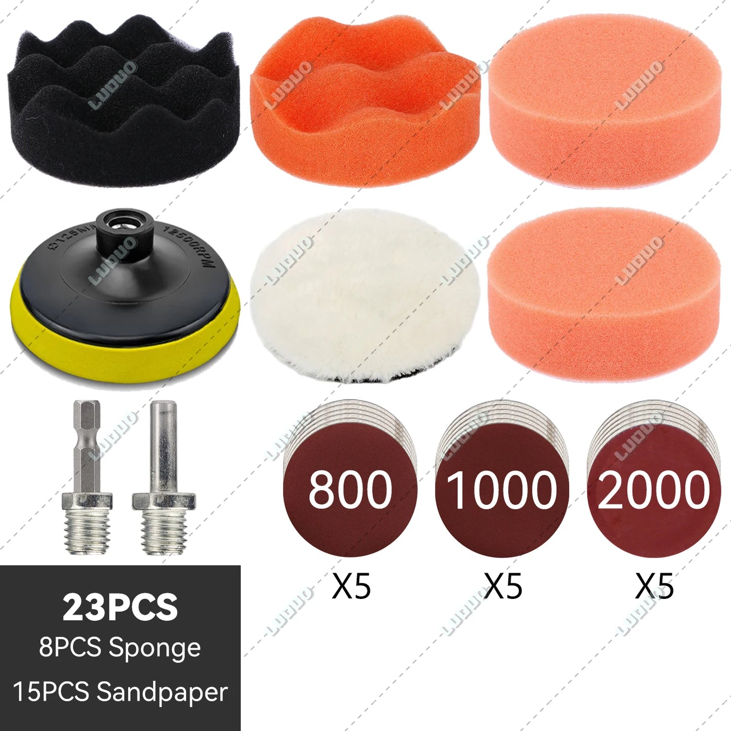 3/4/5/6 inch Car Detailing Polishing Buffing Sponge Wool Pad Headlight Restoration Sandpaper For Sanding Waxing Cleaning Washing