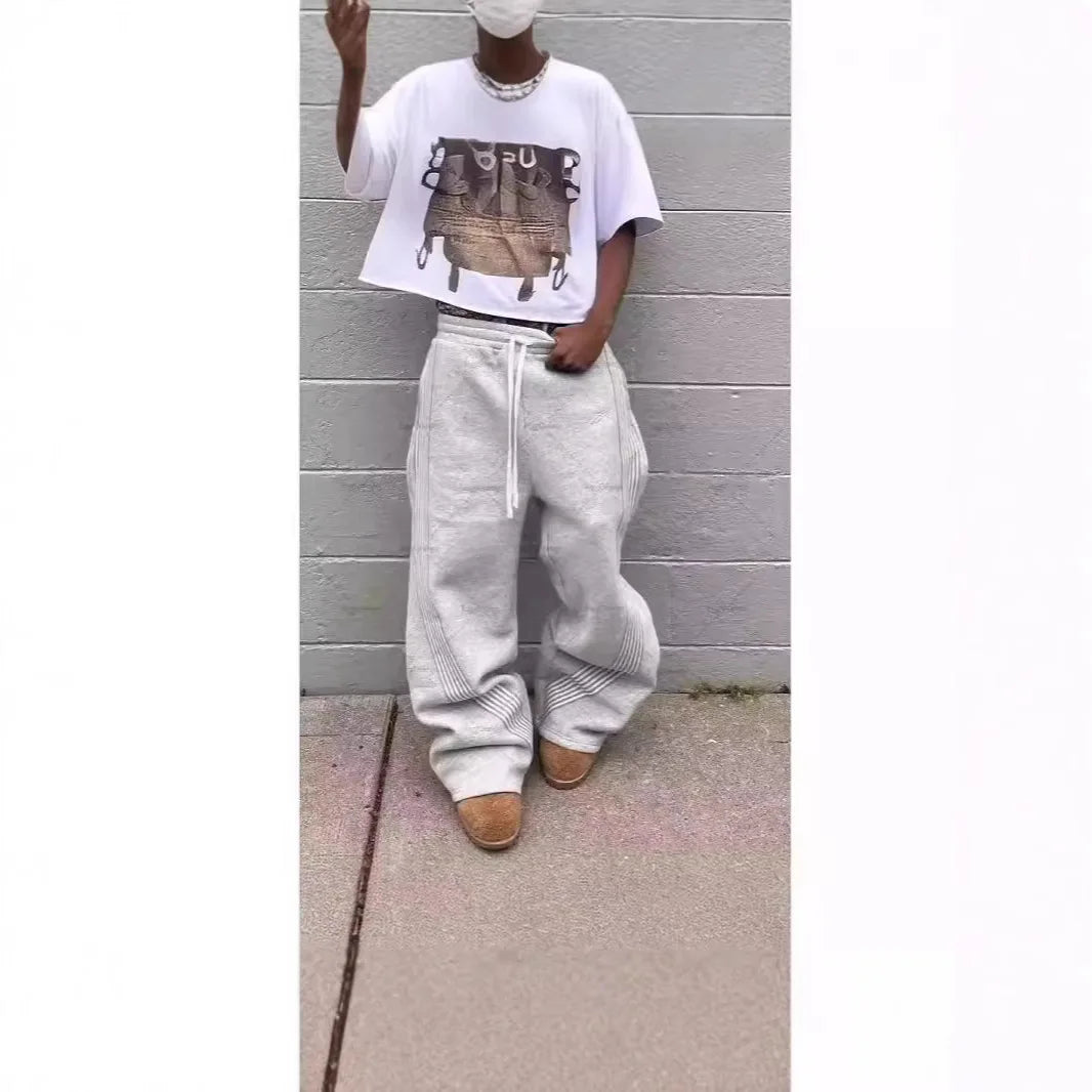 Y2Y Casual Large Size Trousers for Men and Women Trendy All-match Jogging Sports Pants Loose Trendy Street Couple Pants