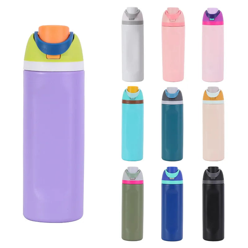 16/19/24/32OZ New 304 Stainless Steel Fitness Cup with Handle, Macaron Colored Insulated Bottle Large Capacity Straw Fruit Cup