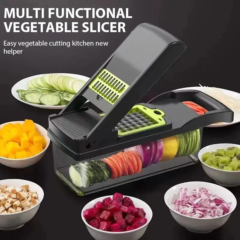 16 IN1 Mandoline Slicer Veggie Food Chopper Vegetable Cutter Tomato Carrot Grater Cheese French Onion Shredders Kitchen Tool