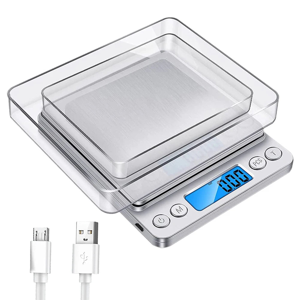 2kg/3kg/500g Small Digital Food Scale Accurate Weighting Multifunction Kitchen Scale Jewelry Lab Carat Powder Scale for Home Use