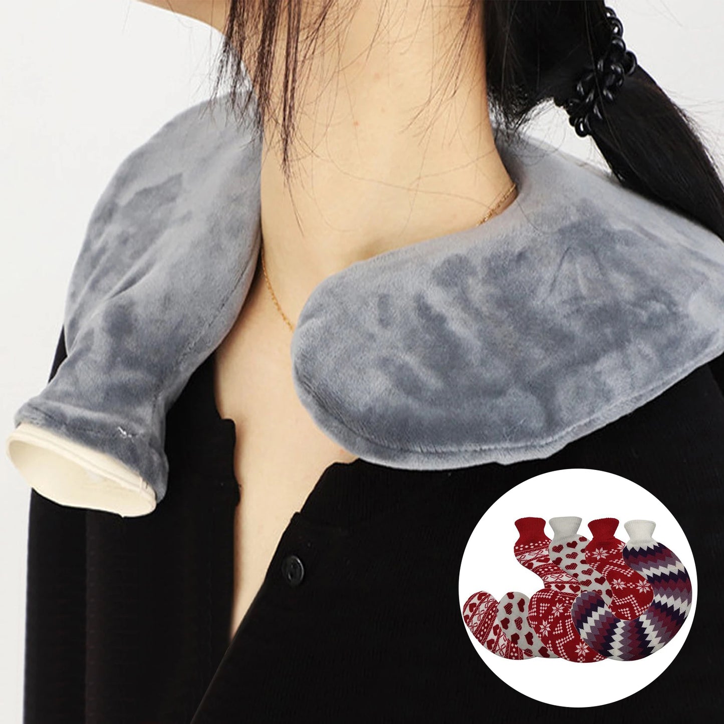 21 Colors Thick Hot Water Bottle and Cloth Cover Set 1L Winter Warm Hot Water Bag Neck Shoulder Warmer Hand Warm Water Bottle