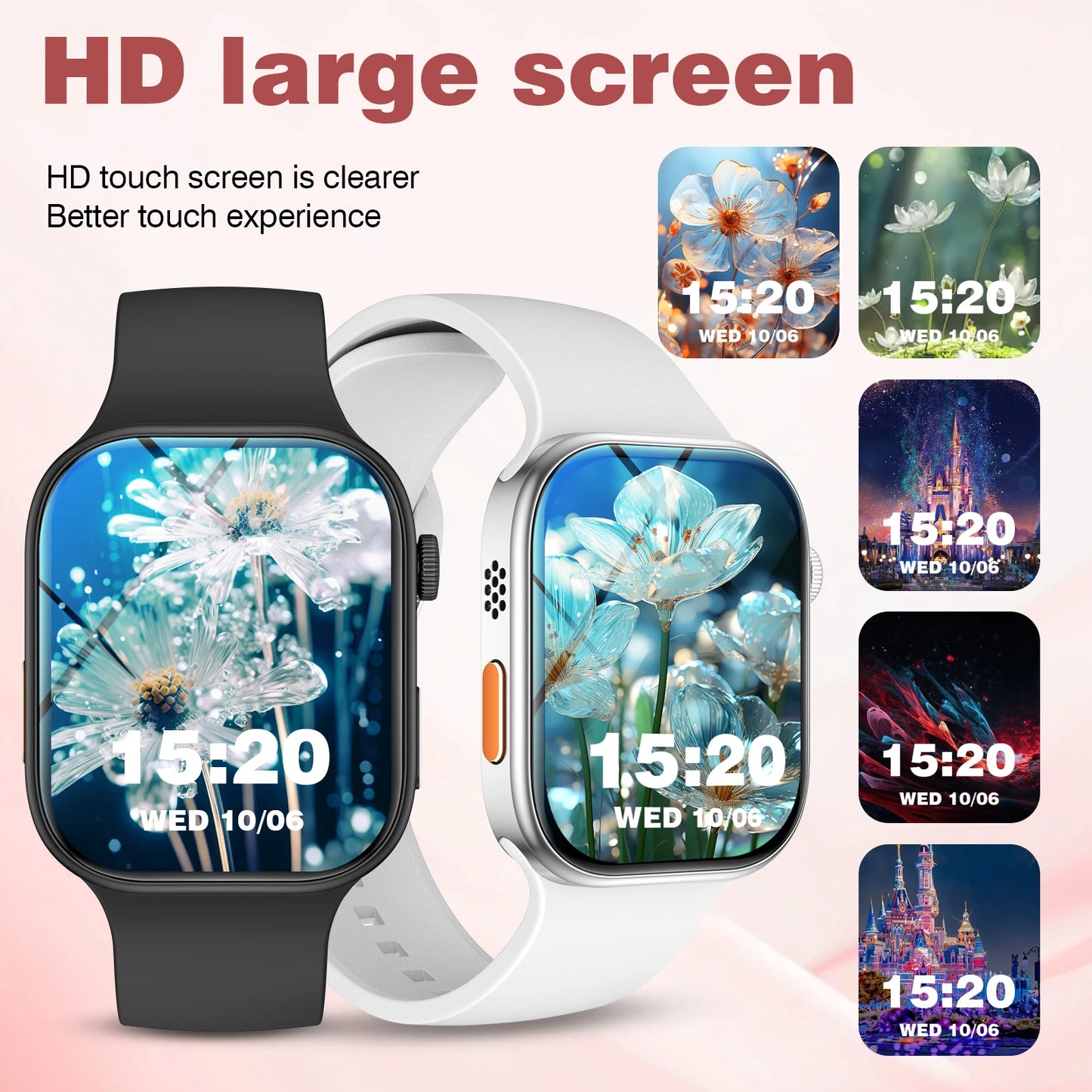 Smart watch, wireless calling, message reminder, multi-sport mode, 2.01-inch HD screen, custom dial wallpaper, unisex