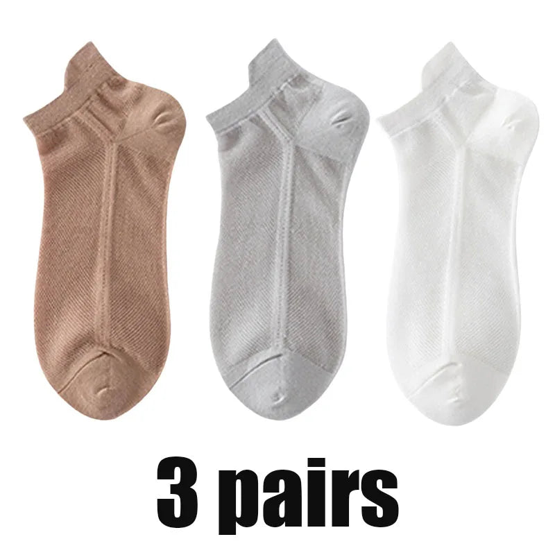 3Pairs Men's Socks Thin Breathable Comfy Deodorant Sweat-absorbing Low Cut Ankle Sports Sock Casual Ultra-thin Business Sox