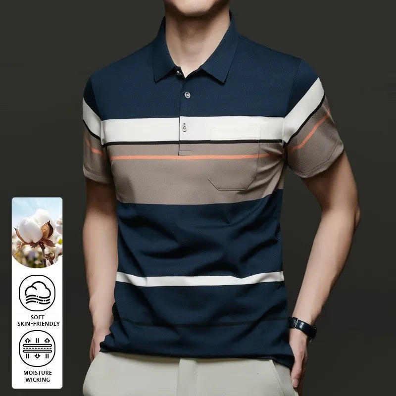 Top Grade New Summer Brand Designer Summer Polo Shirts For Men Stripped Slim Fit Short Sleeve Casual Tops Fashions Men Clothes