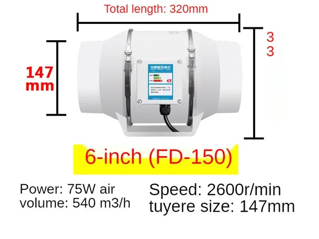 4inch 220V Exhaust Fans Home Silent Inline Pipe Duct Fan Bathroom Extractor Ventilation Kitchen Toilet Wall Air Clean Ventilator