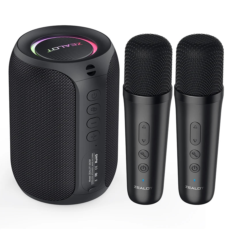 ZEALOT-S62M Karaoke Machine Portable Bluetooth 5.3 Speaker System with 1-2 Wireless Microphones Home Family festival Gifts