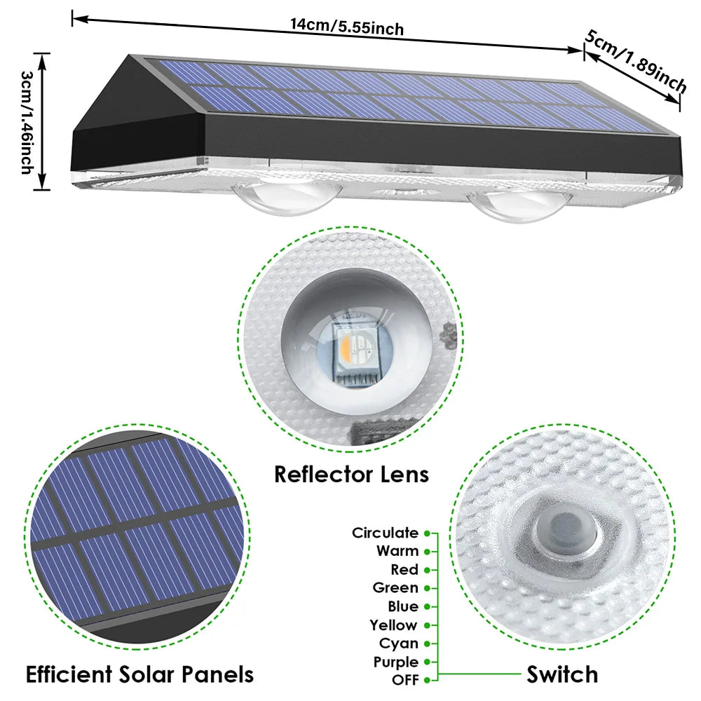 2/4pcs Solar Outdoor Wall Lights, Solar Deck Light, IP44 Waterproof Solar Fence  Garden Light for Patio, Railings, Gardens Decor