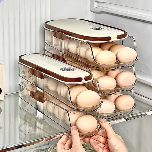 1PCS Home Refrigerator Egg Organizer Sliding Egg Carton Automatic Egg Roller Organizer Kitchen Countertop Egg Shelf