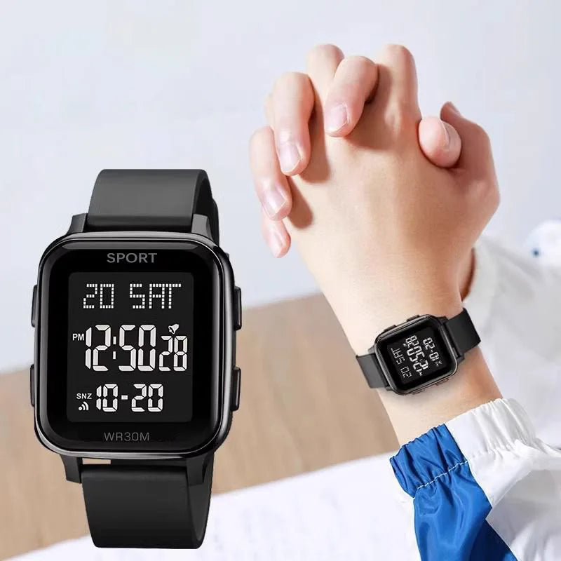 YIKAZE Sports Watch for Men Waterproof Multifunction Electronic Watch Ultra-thin Men's LED Digital Wristwatch for Man Student