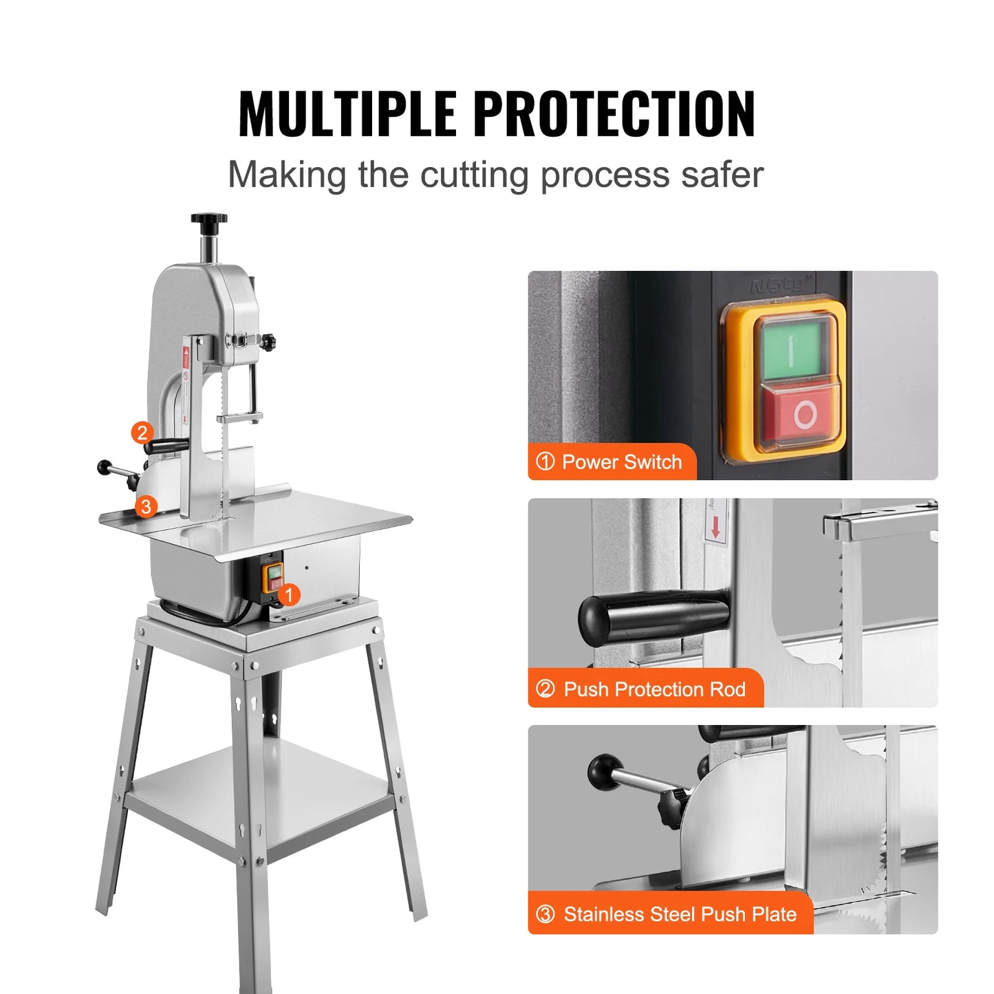 SucceBuy Electric Meat Saw 850W 1800W Stainless Vertical Cutter Commercial Bone Sawing Machine Frozen Meat Slicer for Beef Pork