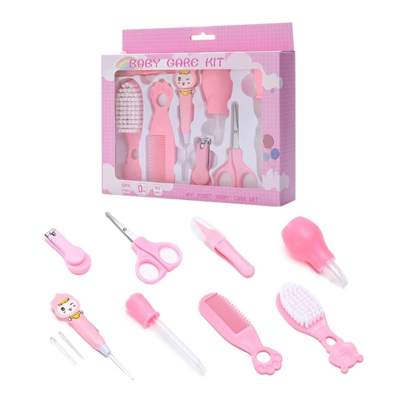8/13Pcs/set Newborn Baby Care Kit Kid Toiletries Baby Kids Nail Hair Health Care Thermometer Grooming Brush Kit Clipper Scissor