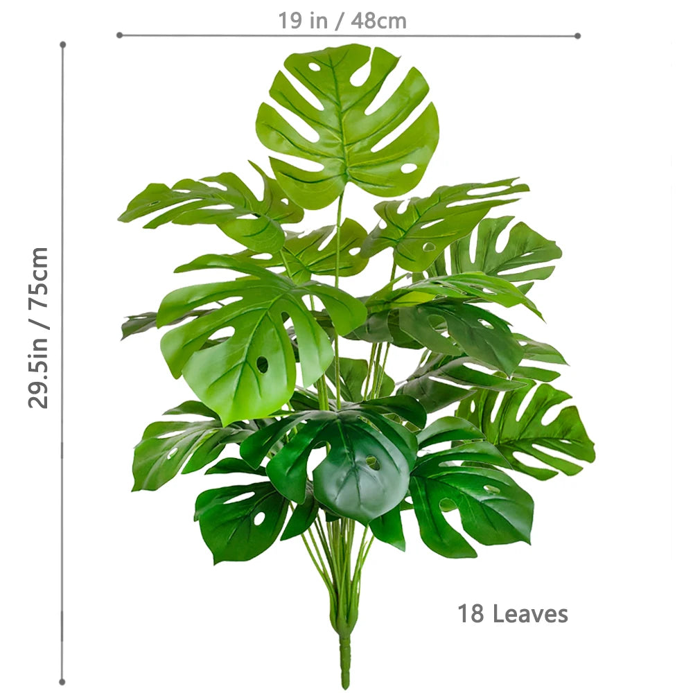 40-130cm（51.18in） Artificial Monstera Plant Fake Palm Tree Plastic Turtle Leaf Green Plant for Home Garden Room Office Decor