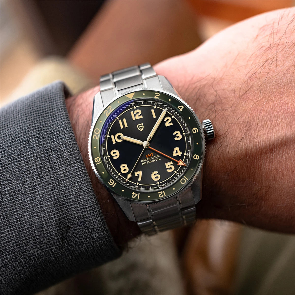 （Local delivery）PAGANI DESIGN 2025 New NH34 GMT Men's Automatic Mechanical Watch Stainless Steel Sapphire 20Bar C3 reloj hombre