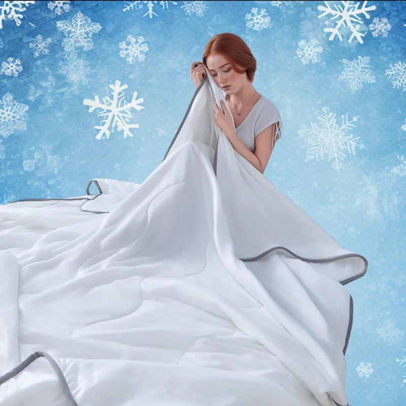 3-in-1 Lightweight Summer AC Quilt with Wave-Quilt Tech & Skin-Friendly Fabric | All-Season Dorm/Home Cooling Bedding