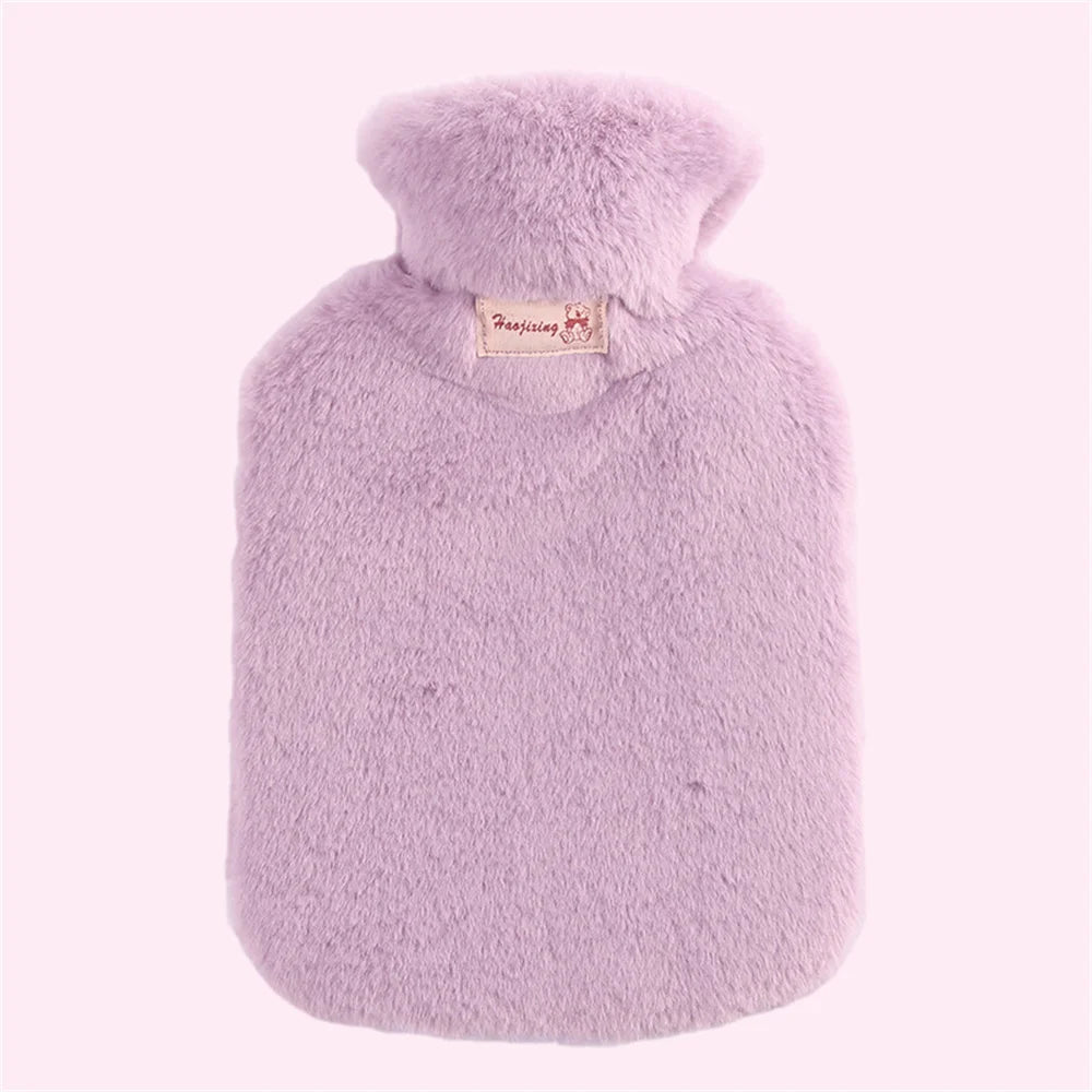 2L Hot Water Bag Protective Case Winter Removable Plush Cover Cold-proof Warm Faux Fur Fleece Cover Heat Preservation Covers