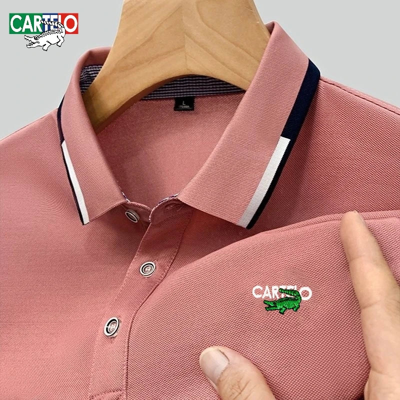 Summer men's high-quality fashionable embroidered logo short sleeved polo shirt, new fashionable, casual, breathable, cool top