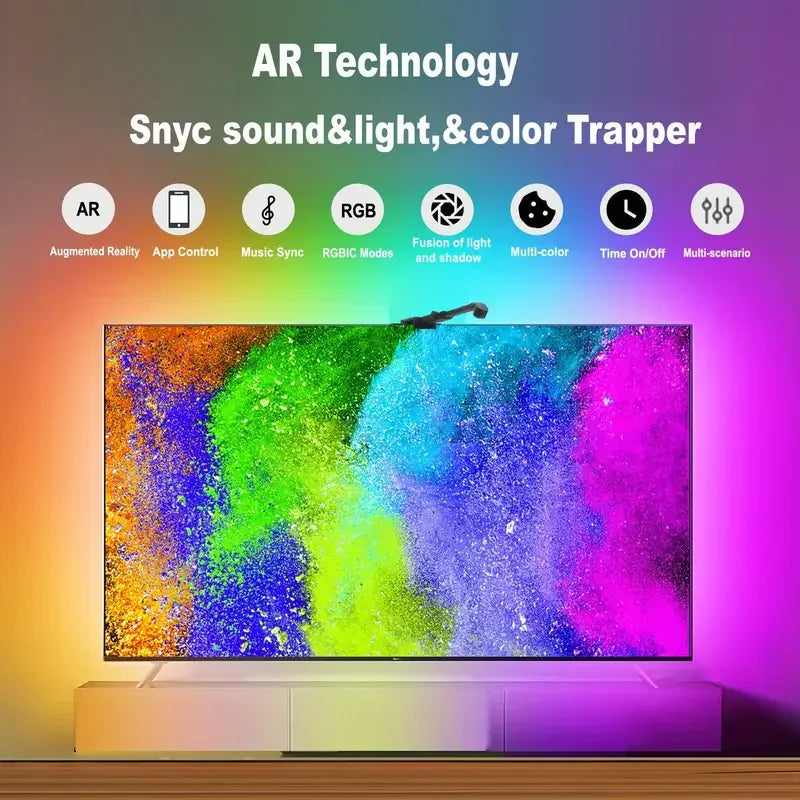 Tv Led Backlight Usb 5V Rgbic Led Strip Light With Camera for 50-75 inch Tv Sync Ambient Backlight Room Decor Christmas Gifts