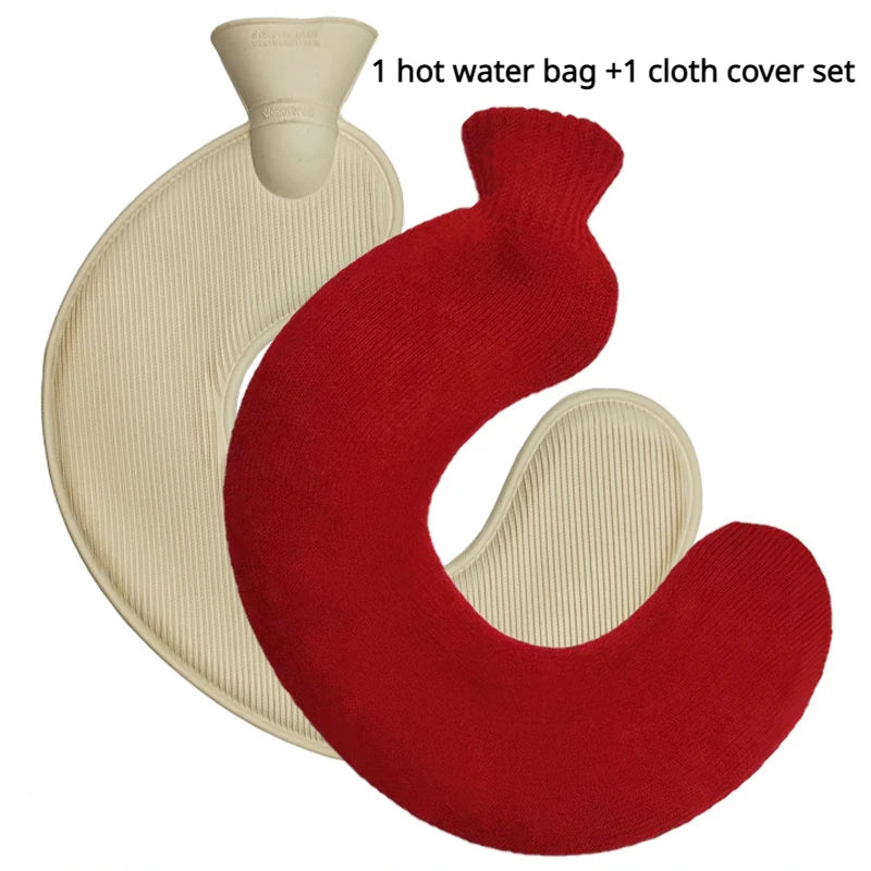 21 Colors Thick Hot Water Bottle and Cloth Cover Set 1L Winter Warm Hot Water Bag Neck Shoulder Warmer Hand Warm Water Bottle