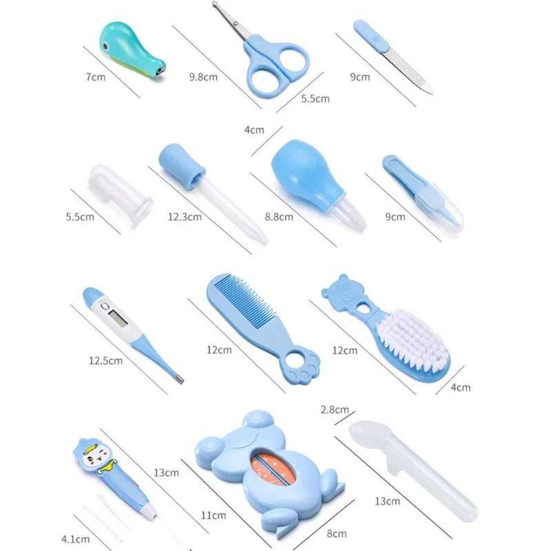 8/13Pcs/set Newborn Baby Care Kit Kid Toiletries Baby Kids Nail Hair Health Care Thermometer Grooming Brush Kit Clipper Scissor