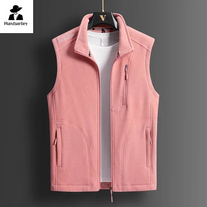 Winter Fleece Vest Men's 2024 Fashion Plus Size Warm Wool Sleeveless Coat Brand Clothing Couple's Outdoor Sports Vest Jacket 5XL