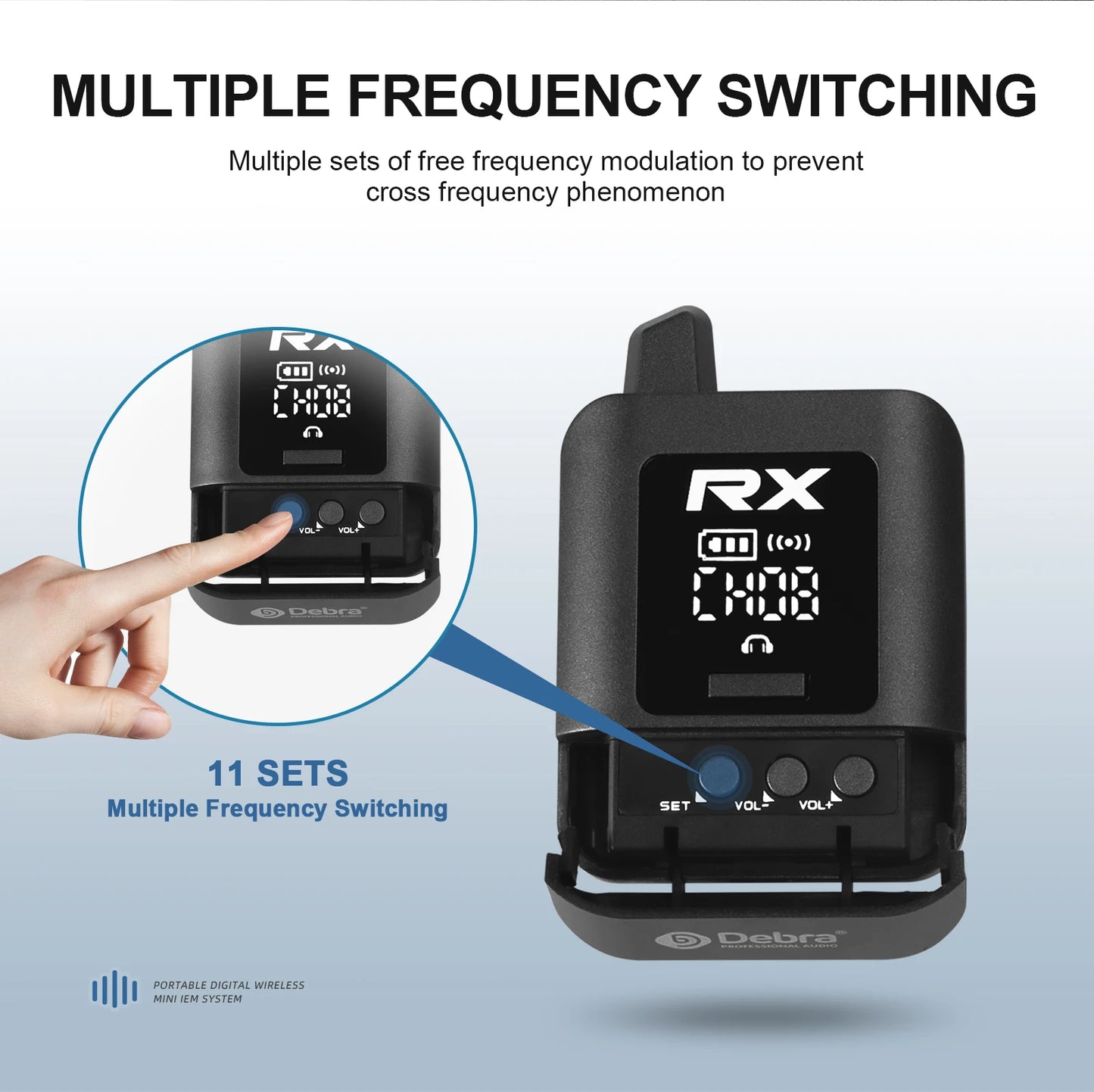 ST-mini Stereo UHF IEM Wireless In-Ear Monitor System Rechargeable for Audio Monitoring Recording Outdoor Performances