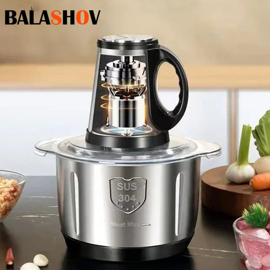 110V/220V Electric Meat Mincer Grinder 304 Stainless Steel 5L Food Processor Garlic Mud Maker Vegetable Food Chopper Meat Slicer