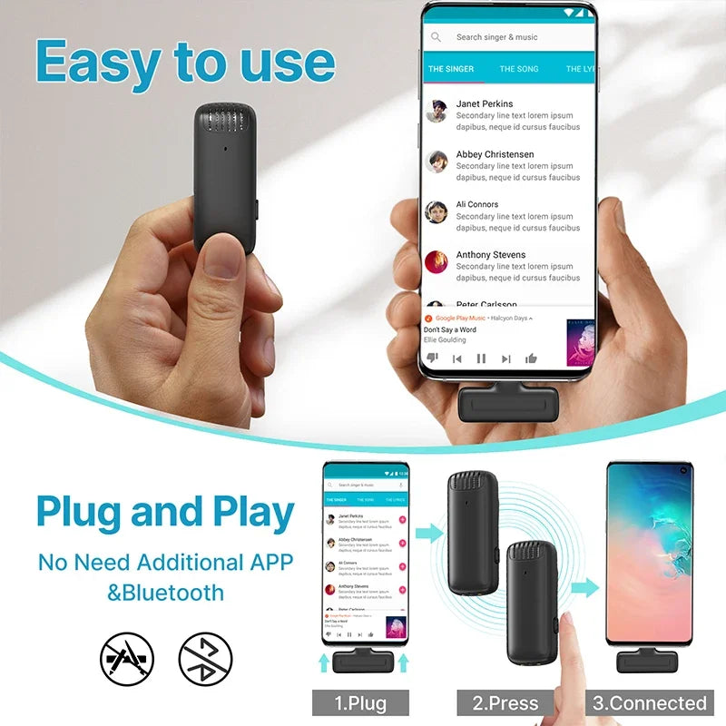 Ulanzi J12 Wireless Lavalier Microphone Lapel Mic 20M Audio Video Recording for Smartphone Andriod iPhone 16 DJI Action 5 800mAh