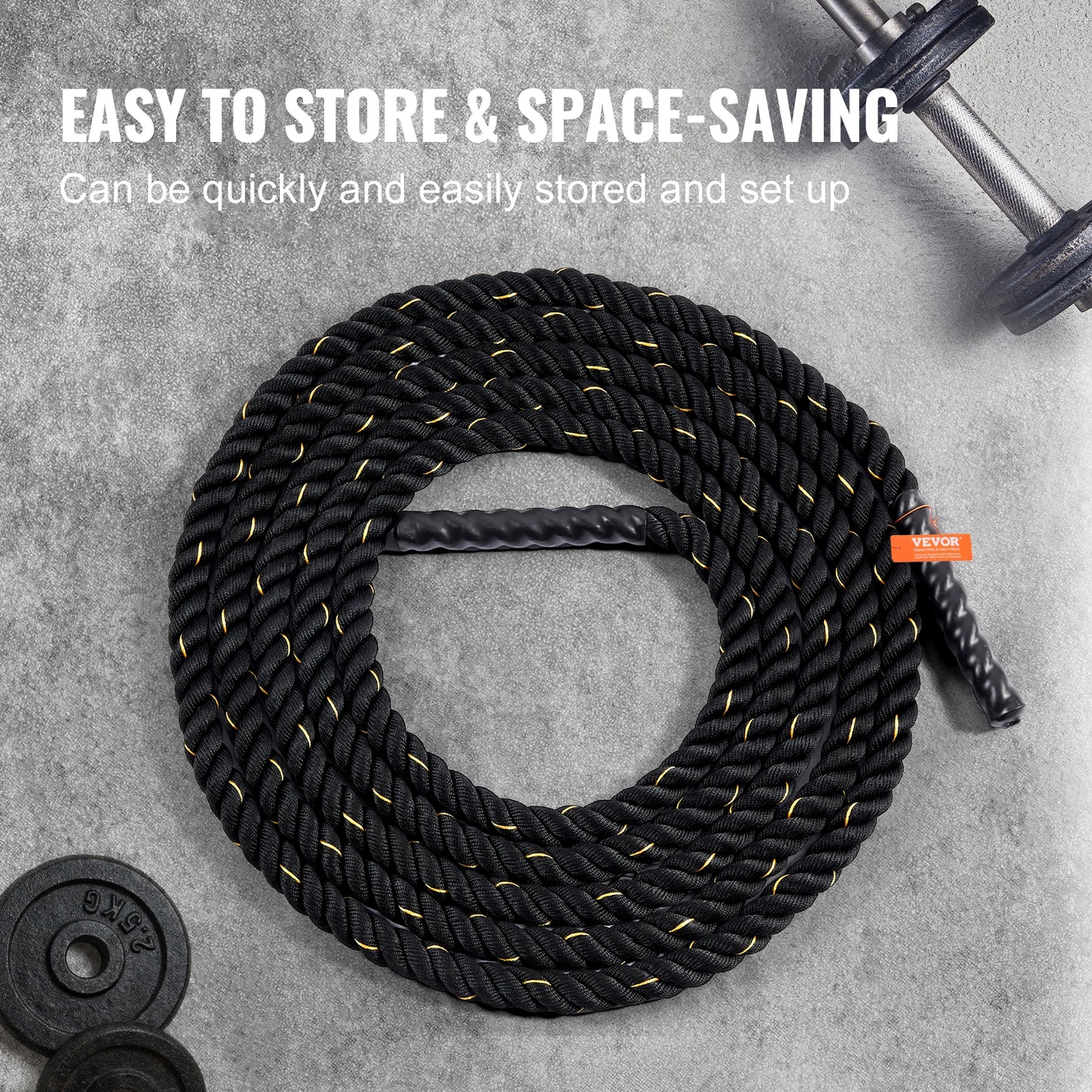 SucceBuy Battle Rope 1.5 Inch Diameter 30Ft Length  for Home Gym  Body Workout Core Strength Training Muscle Building Fitness
