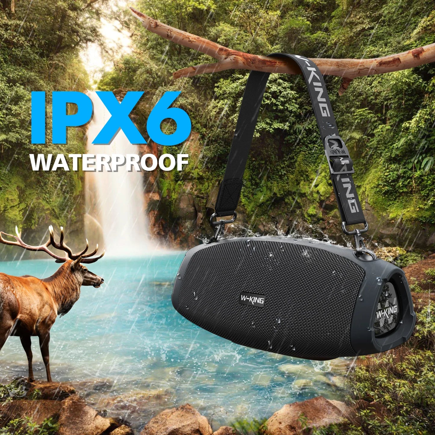 W-KING (120W PEAK)70W Portable Loud Bluetooth Speakers with Wireless Microphone,  Waterproof Outdoor Wireless Bluetooth