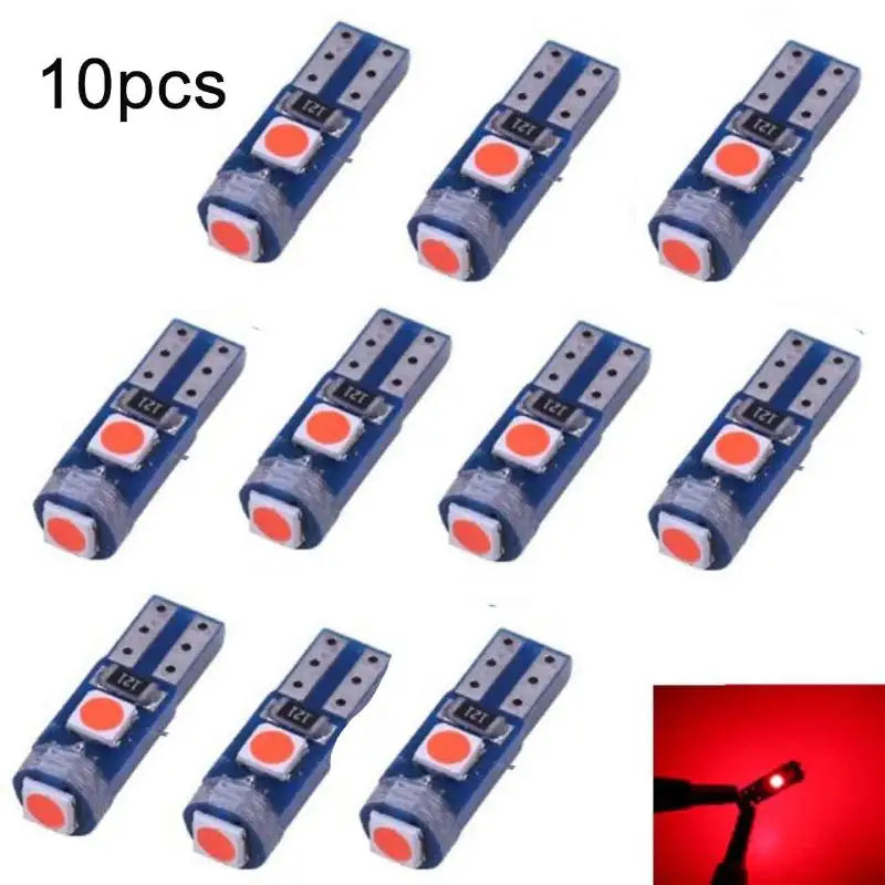 10Pcs T5 3030 3SMD LED Bulb Car Interior Light High Bright Dashboard Warming Indicator Wedge Auto Instrument Lamps
