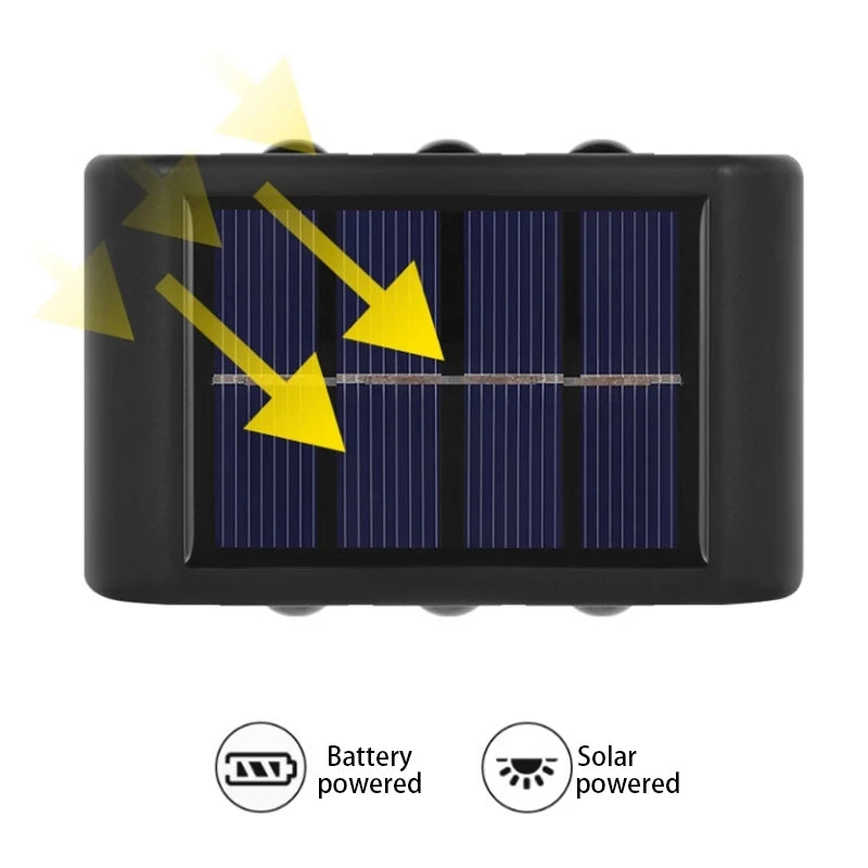 2PCS LED Solar Wall Lights, Up and Down Lighting Solar Outdoor Light, Solar Fence Light for Yard Garden Garage Pools Deck