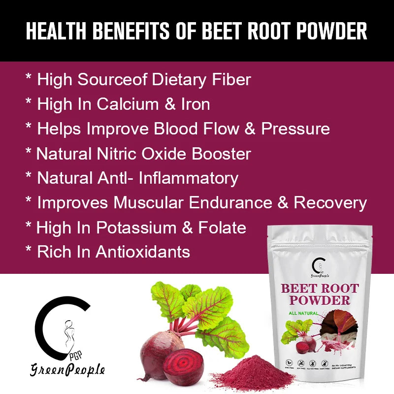 GPGP Greenpeople Organic Beet Root Powder Antioxidants Blood Pressure Support Natural Nitric Oxide Improve Stamina and Ability