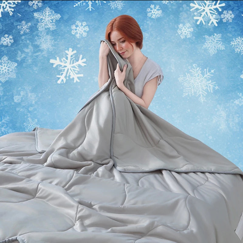 3-in-1 Lightweight Summer AC Quilt with Wave-Quilt Tech & Skin-Friendly Fabric | All-Season Dorm/Home Cooling Bedding