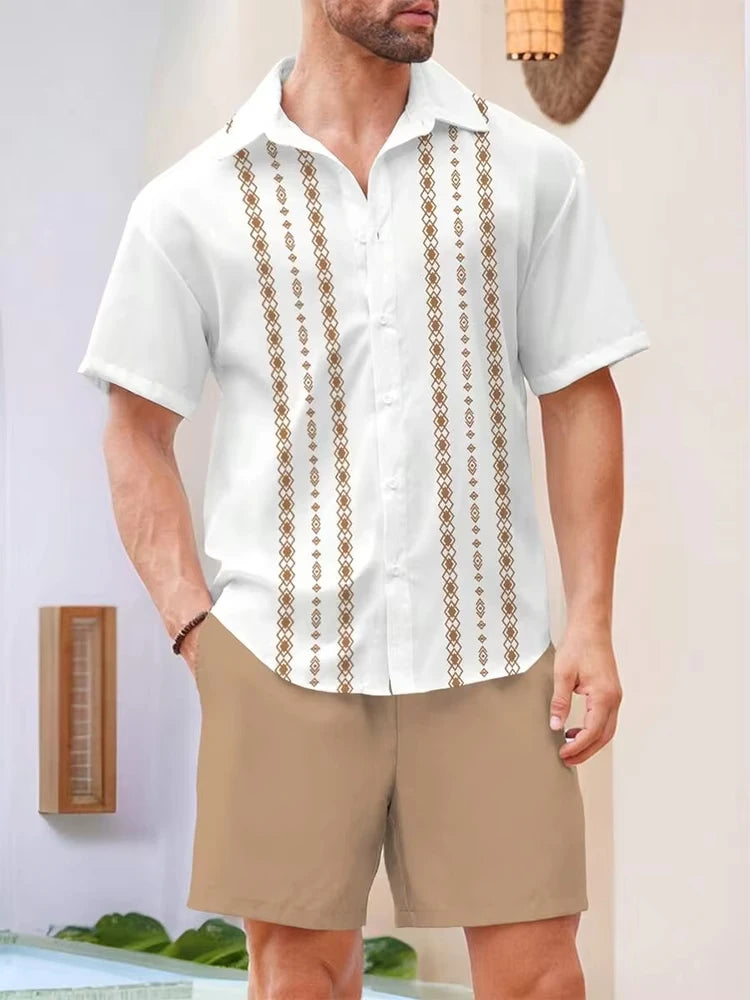 Summer Men's Short Sleeve Shirt And Beach Shorts Set Outdoor Sports Comfortable Men's Shorts Hawaii Men's Travel Casual Shirt