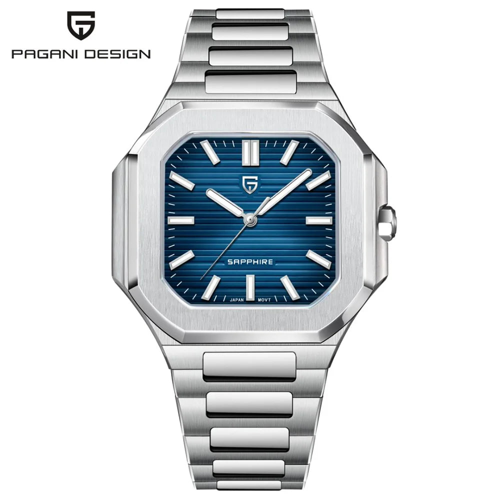 2025 New PAGANI DESIGN 37MM Square Men Quartz Watches Luxury Sapphire Glass AR Coated Business Watch VH31 Luminous Watch for Men
