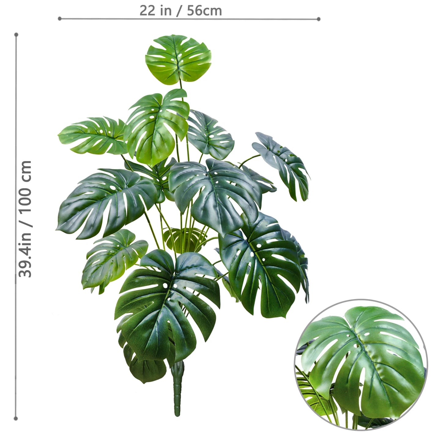 40-130cm（51.18in） Artificial Monstera Plant Fake Palm Tree Plastic Turtle Leaf Green Plant for Home Garden Room Office Decor