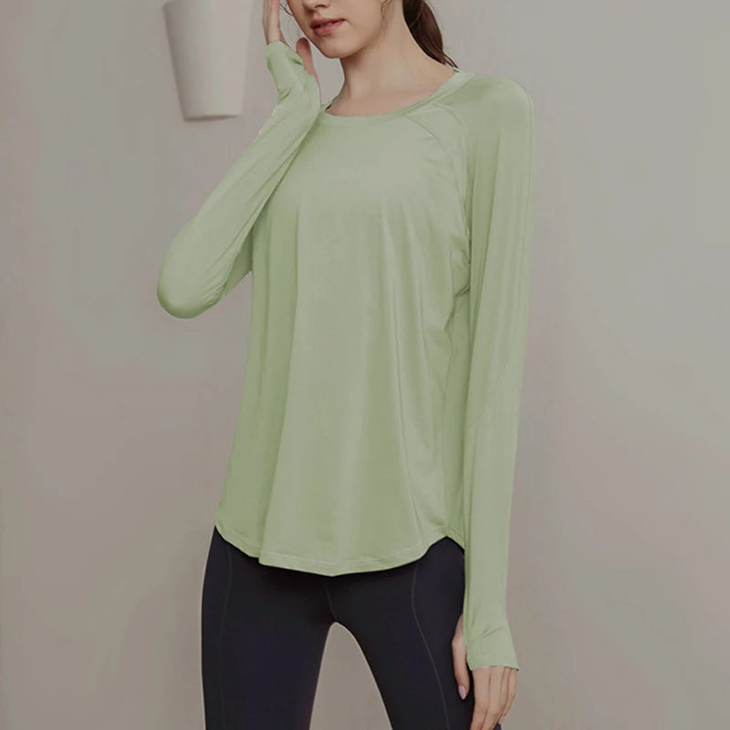 Sport Top Fitness Long Sleeve Running Shirt Women Blouse Gym Loose Plus Size Workout Tops Yoga Shirts Jacket Excercise Clothes