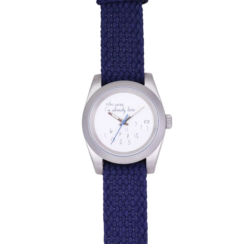 WILDFIRE New Who Cares Lt's Already Late Waterproof Leisure Nh35 Movement Sapphire Crystal Matte Silver Men's Mechanical Watches