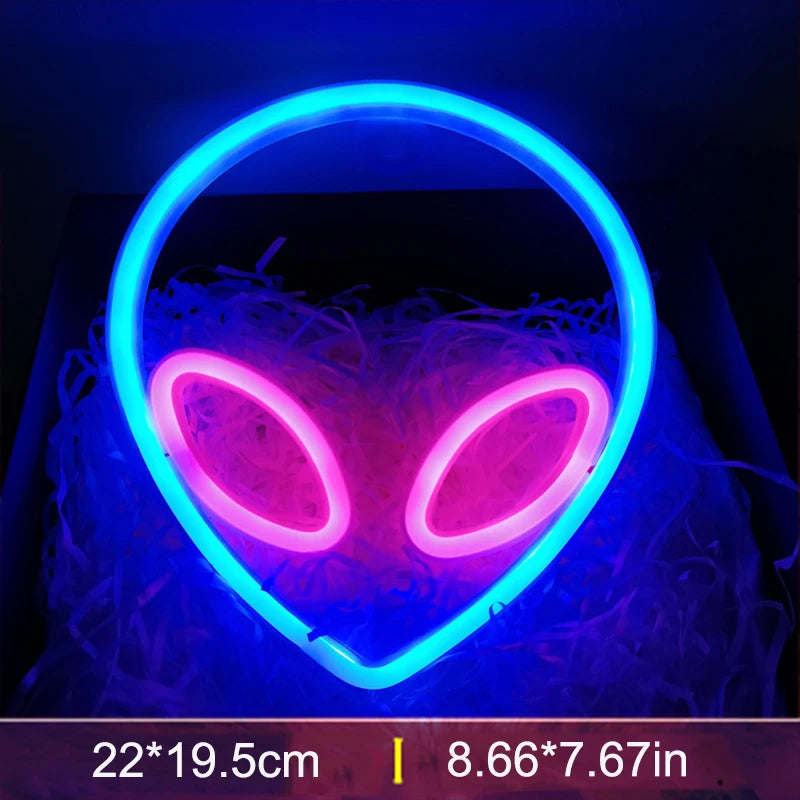 Space Neon Night Light Usb ET Planet Rocket Led Lights 3D Art Night Lights Lamp For Bedroom Wall Neon Led Strip AA Battry