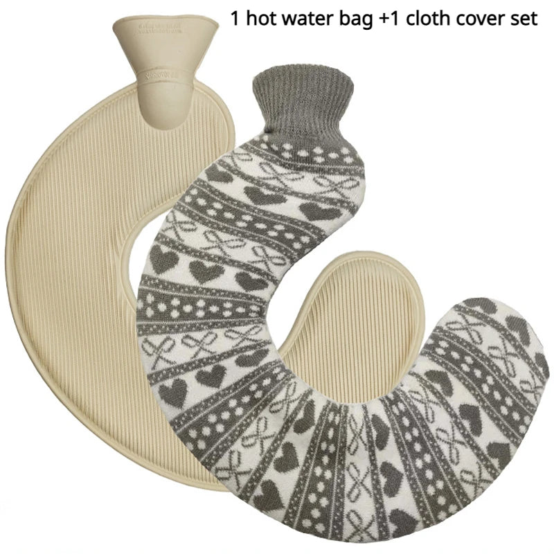 21 Colors Thick Hot Water Bottle and Cloth Cover Set 1L Winter Warm Hot Water Bag Neck Shoulder Warmer Hand Warm Water Bottle