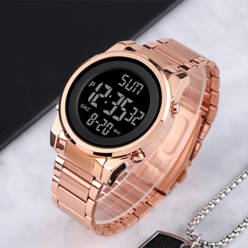 SKMEI Luxury Waterproof Watch for Men Stainless Steel Electronic Sports Digital Mens Wristwatches Man Clock Reloj Masculino 1611