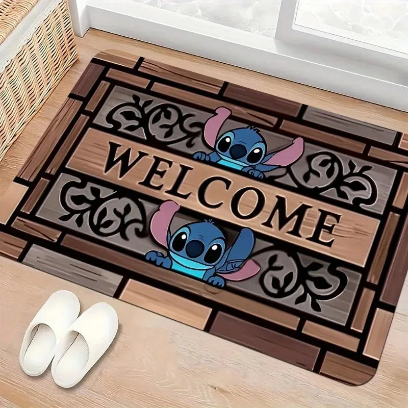 1pc Stitch Welcome Doormat Vibrant Floral Design Perfect for Home Entry Bedroom and Bathroom Doors Easy To Clean Hand Wash Only