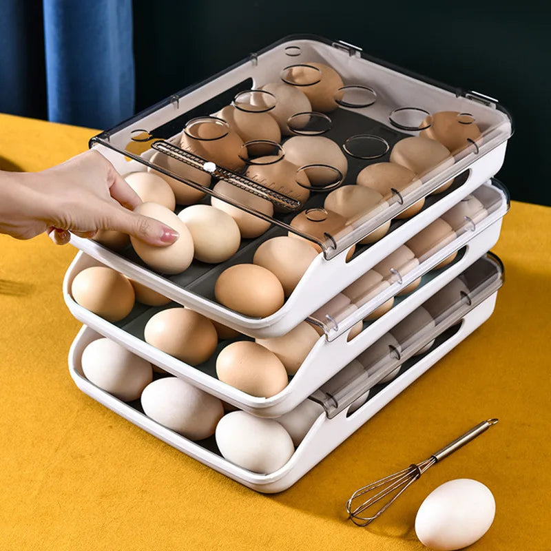 Refrigerator Egg Storage Box Kitchen Refrigerator Home Preservation Storage Box Plastic Stackable Egg Carton Multi-layer Tray