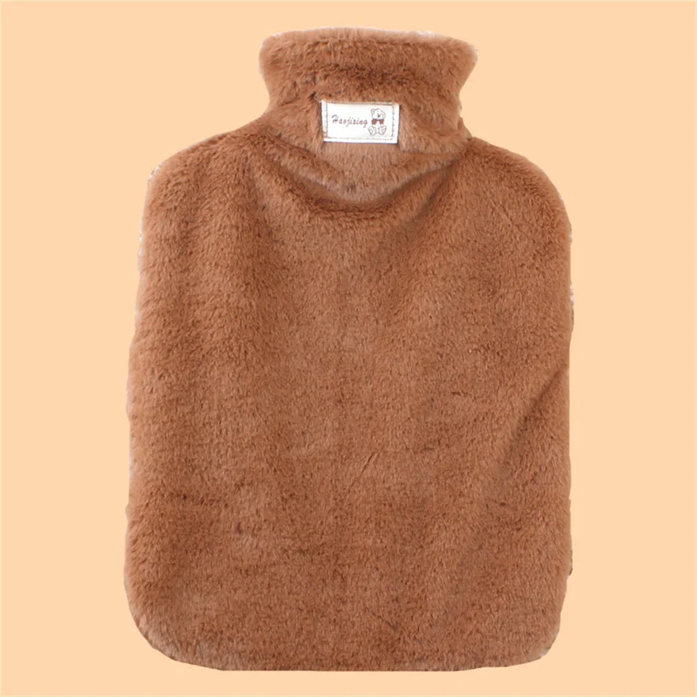 2L Hot Water Bag Protective Case Winter Removable Plush Cover Cold-proof Warm Faux Fur Fleece Cover Heat Preservation Covers